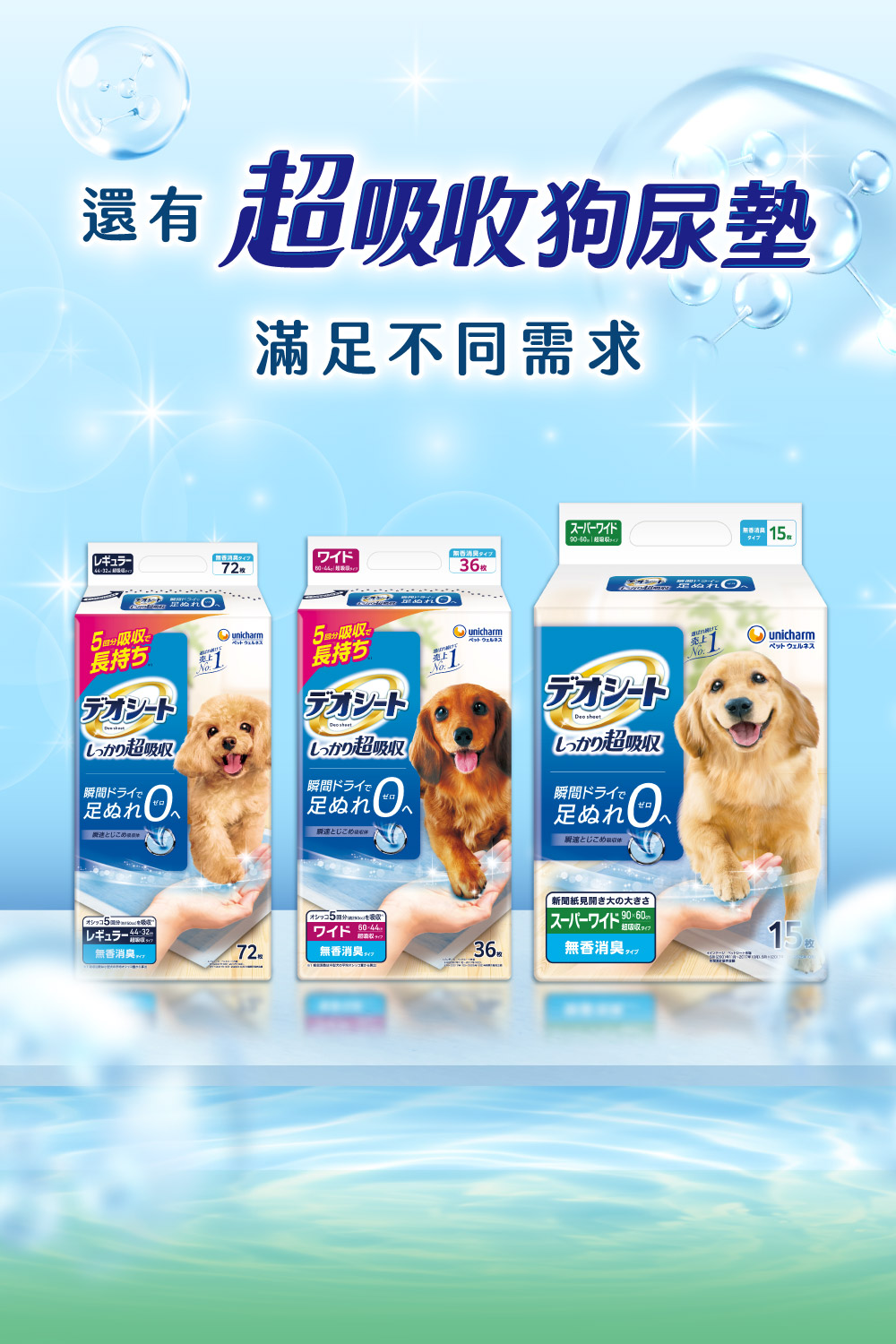還有超吸收狗尿墊 滿足不同需求